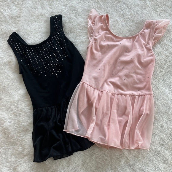 Set of Girl Dance wear Leotard with skirt size 10/12, black and light pink - Picture 8 of 9